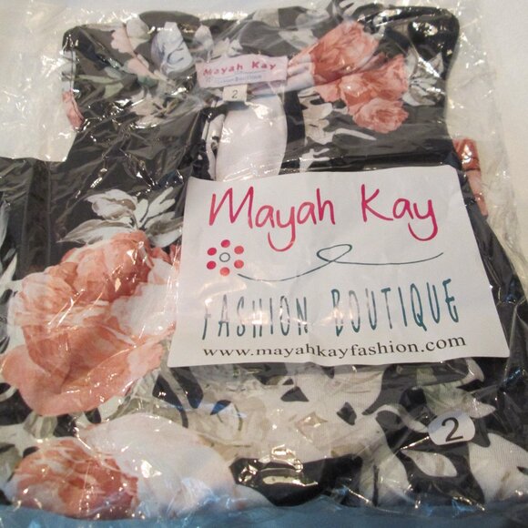 FLORAL COLD SHOULDER OFF THE SHOULDER TOP SIZE 2 MAYAH KAY NEW - Picture 4 of 4